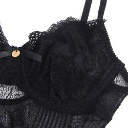 Subblime - 955618 Body En Dentelle Avec Fermeture En Bas Noir S/M